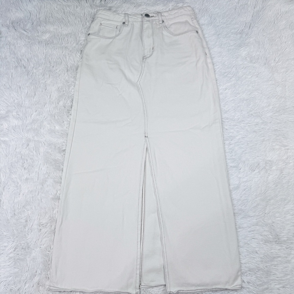 Blank YNC Women's White Denim‎ Maxi Skirt